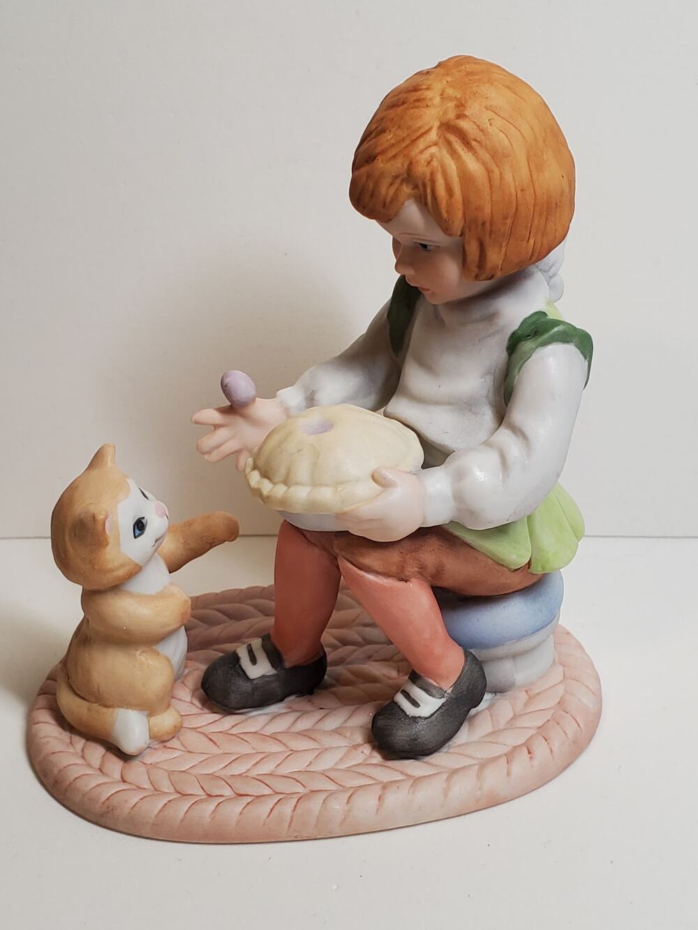 Girl and Cat with Pie Figurine